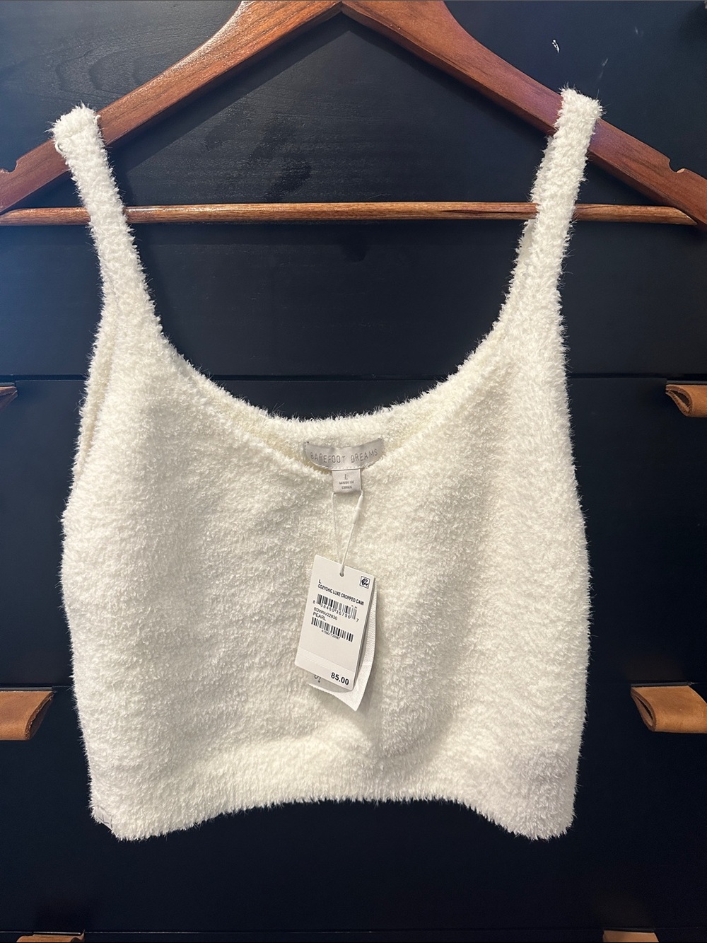 Barefoot Dreams White Fuzzy Crop Cami